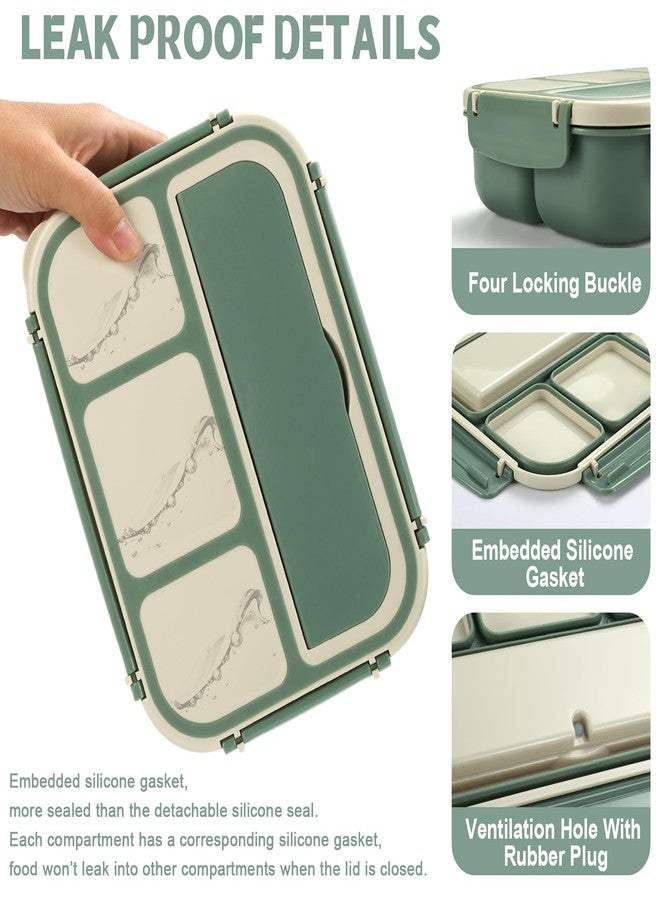 shell and turtle Bento Box Adult Lunch Box, Lunch Containers for Kids Girls Boys with 4 Compartments, Lunchable Food Container with Utensils, Sauce Jar, Muffin Liners, 40 Oz/5 Cup, Microwave & Dishwasher Safe, Green - Image 4